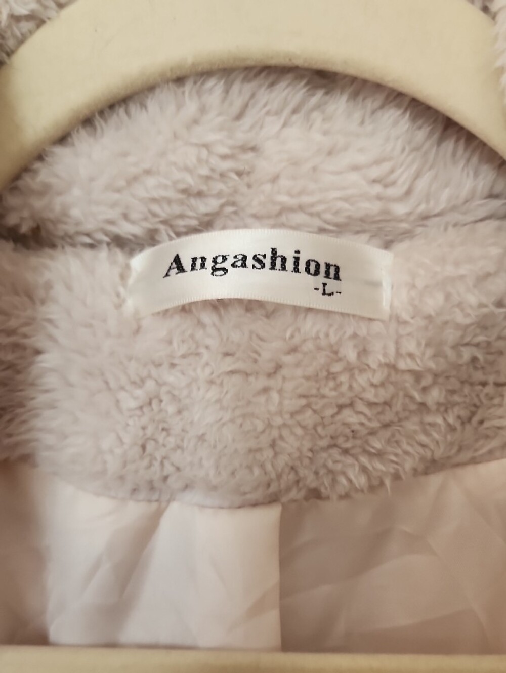 Plush Teddy Coat in Soft Light Beige - Long Open Front Jacket - Picture 3 of 5